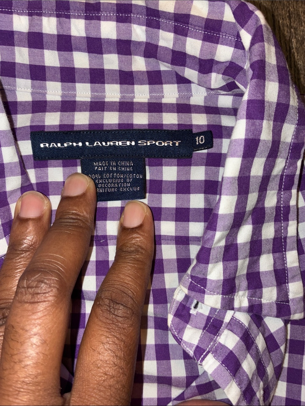Ralph Lauren Purple & White Gingham Button-Down Shirt - Picture 3 of 4